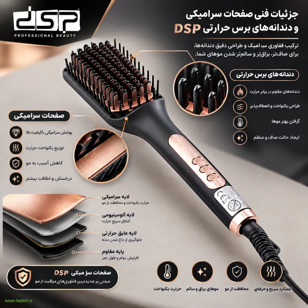 بررسی تخصصی صفحات حرارتی برس dsp-11009 جزئیات فنی صفحات سرامیکی و دندانه های برس حرارتی DSP