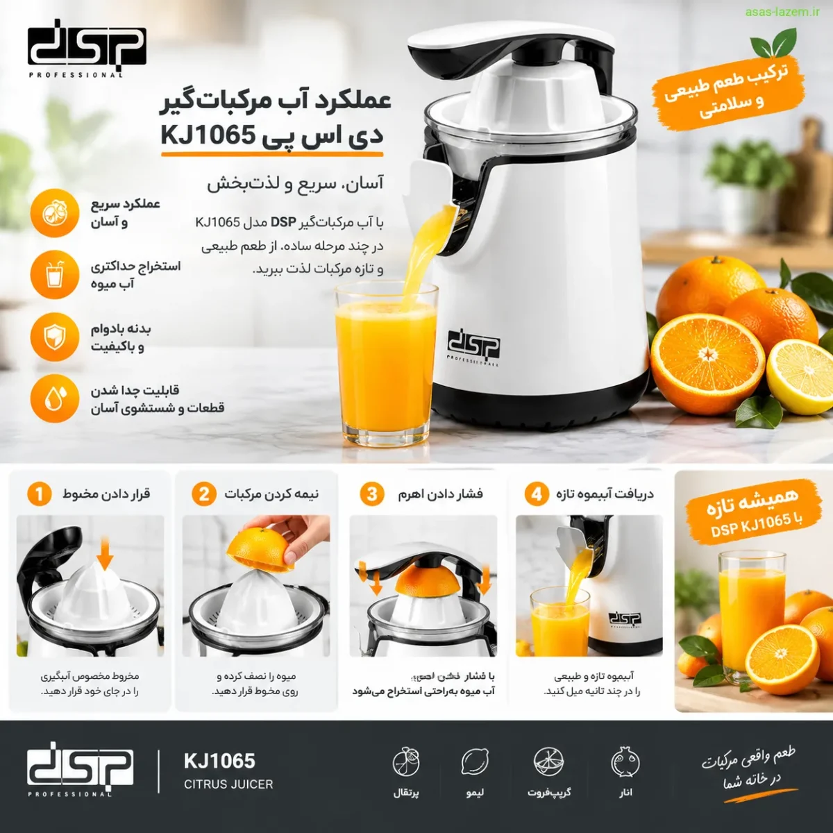 عملکرد آب مرکبات‌گیر دی اس پی KJ1065