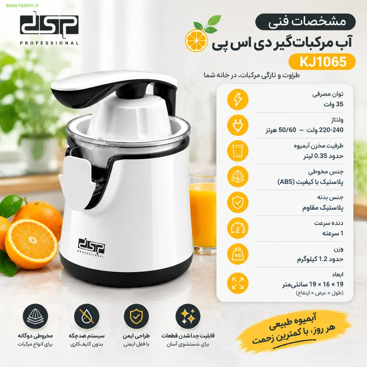 مشخصات فنی آب مرکبات‌گیر دی اس پی KJ1065
