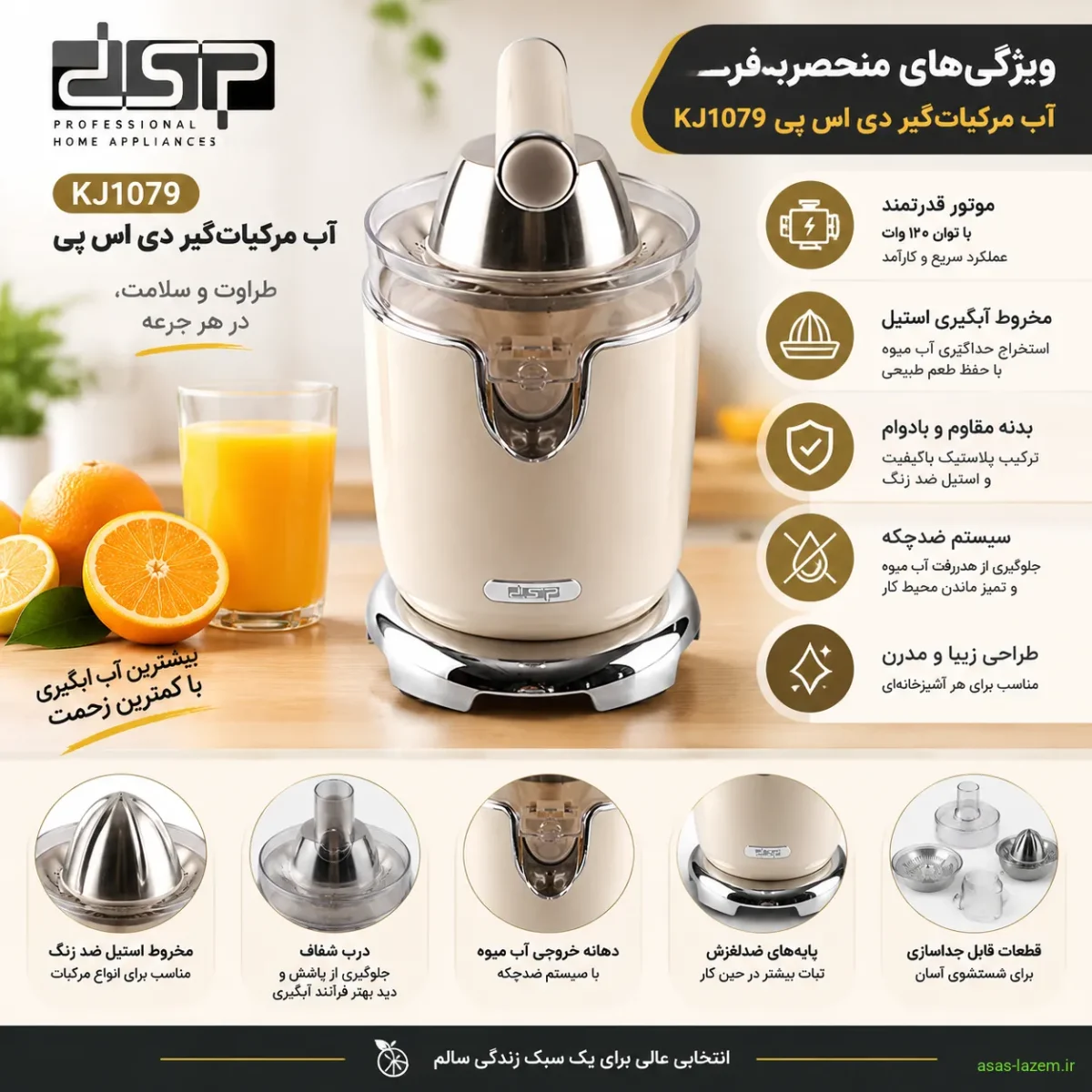 ویژگی‌های منحصربه‌فرد آب مرکبات‌گیر دی اس پی KJ1079