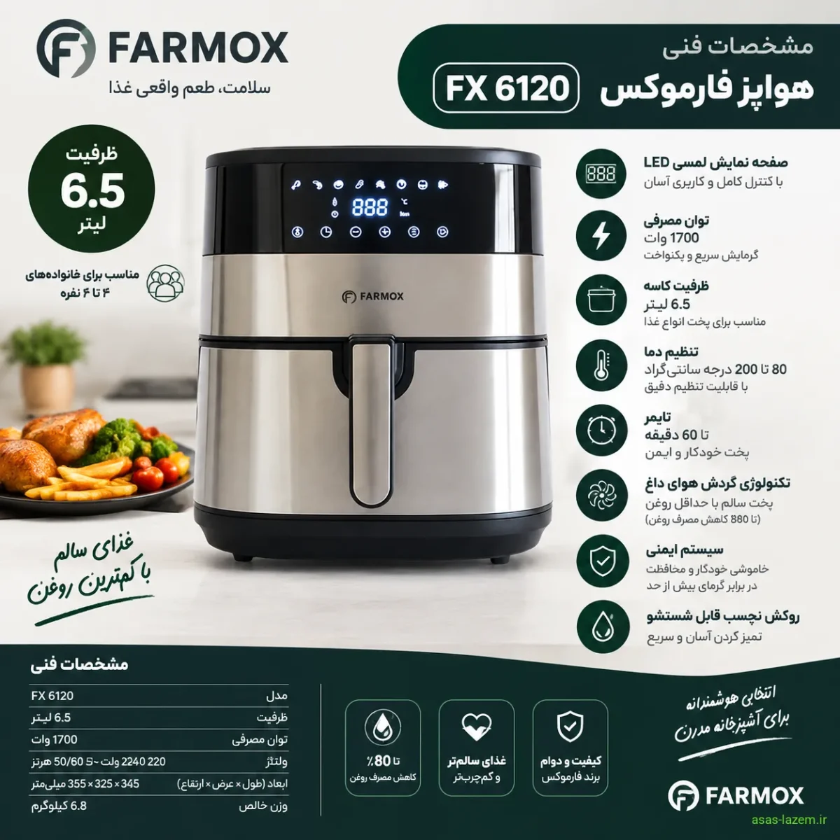 مشخصات فنی هواپز فارموکس FX 6120