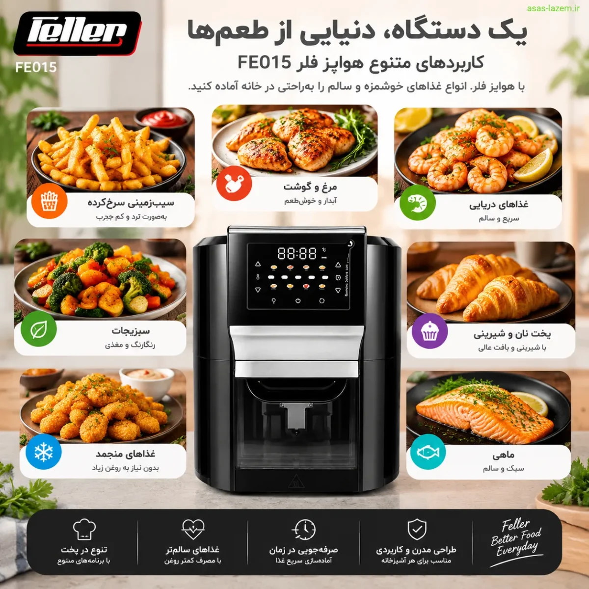 کاربردهای متنوع هواپز فلر FE015 برای پخت غذاهای مختلف