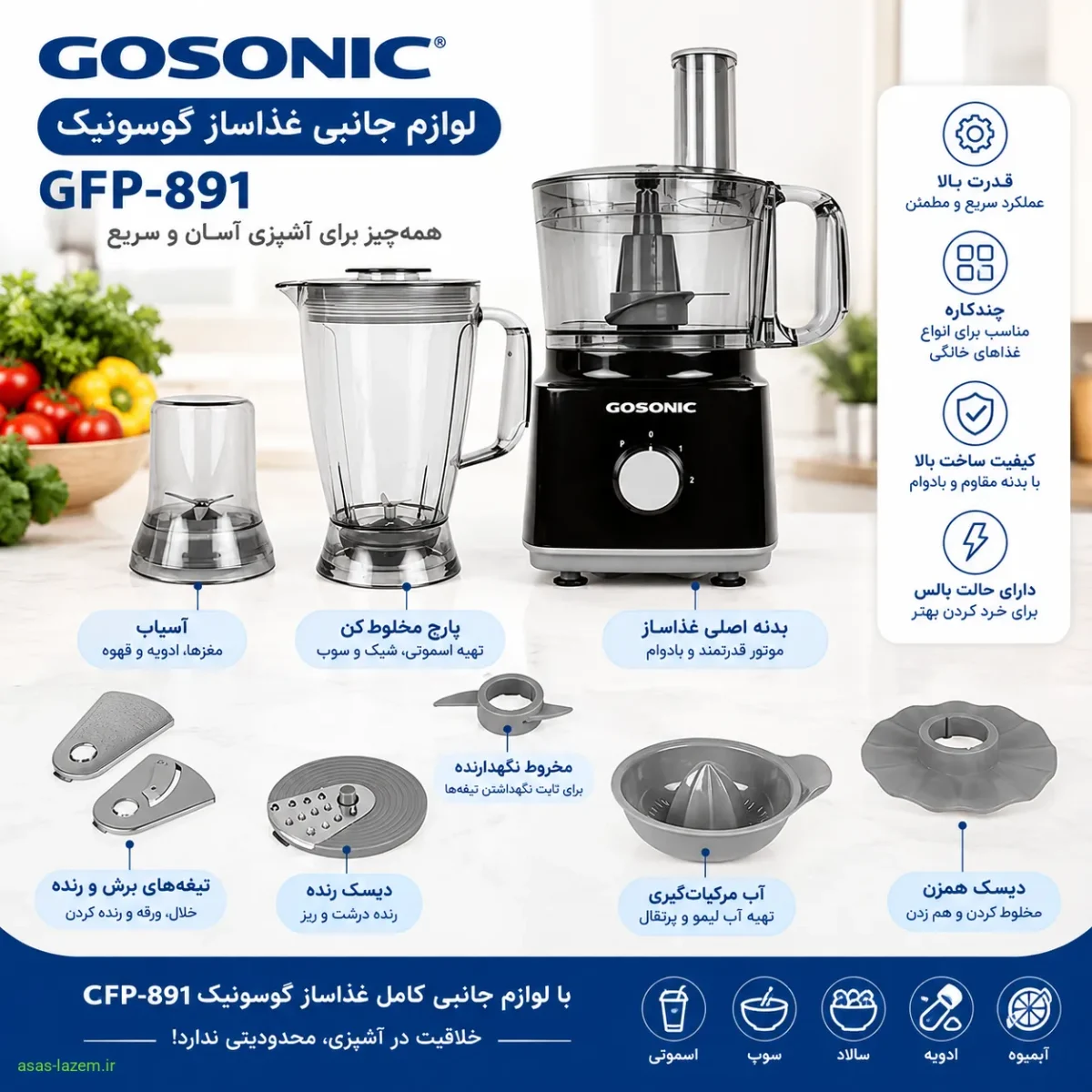 لوازم جانبی غذاساز گوسونیک GFP-891