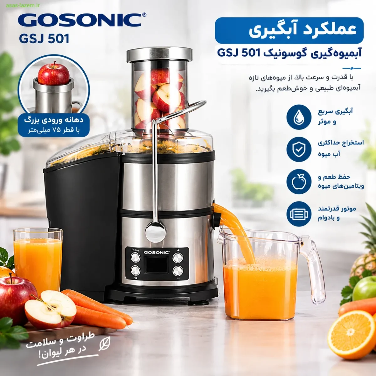 عملکرد آبگیری آبمیوه گیری گوسونیک GSJ 501