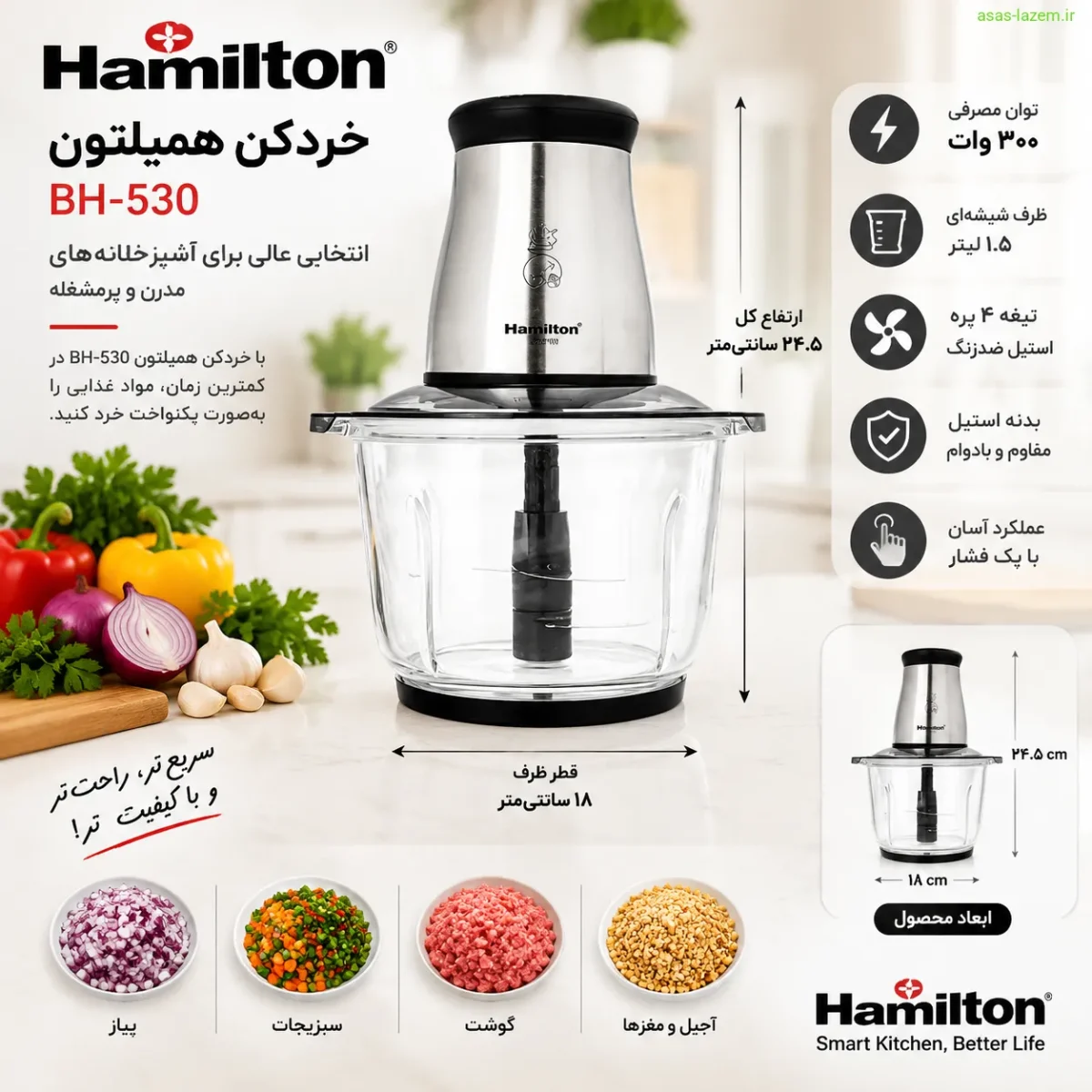 طراحی و ابعاد خردکن همیلتون BH-530