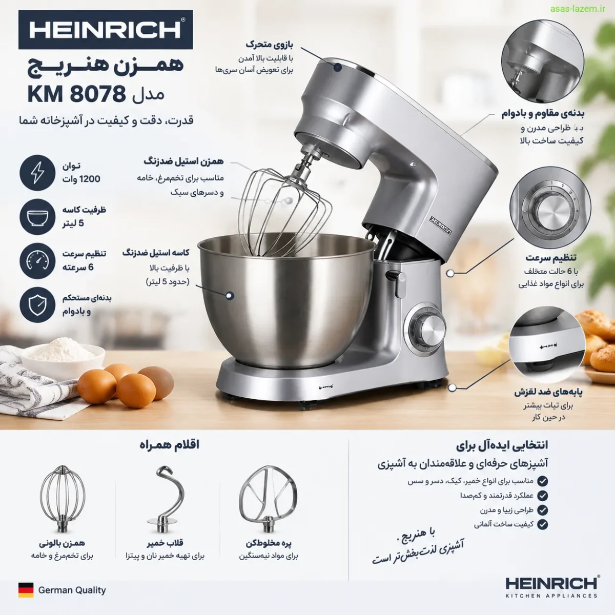 طراحی و ساختار همزن هنریچ مدل KM 8078