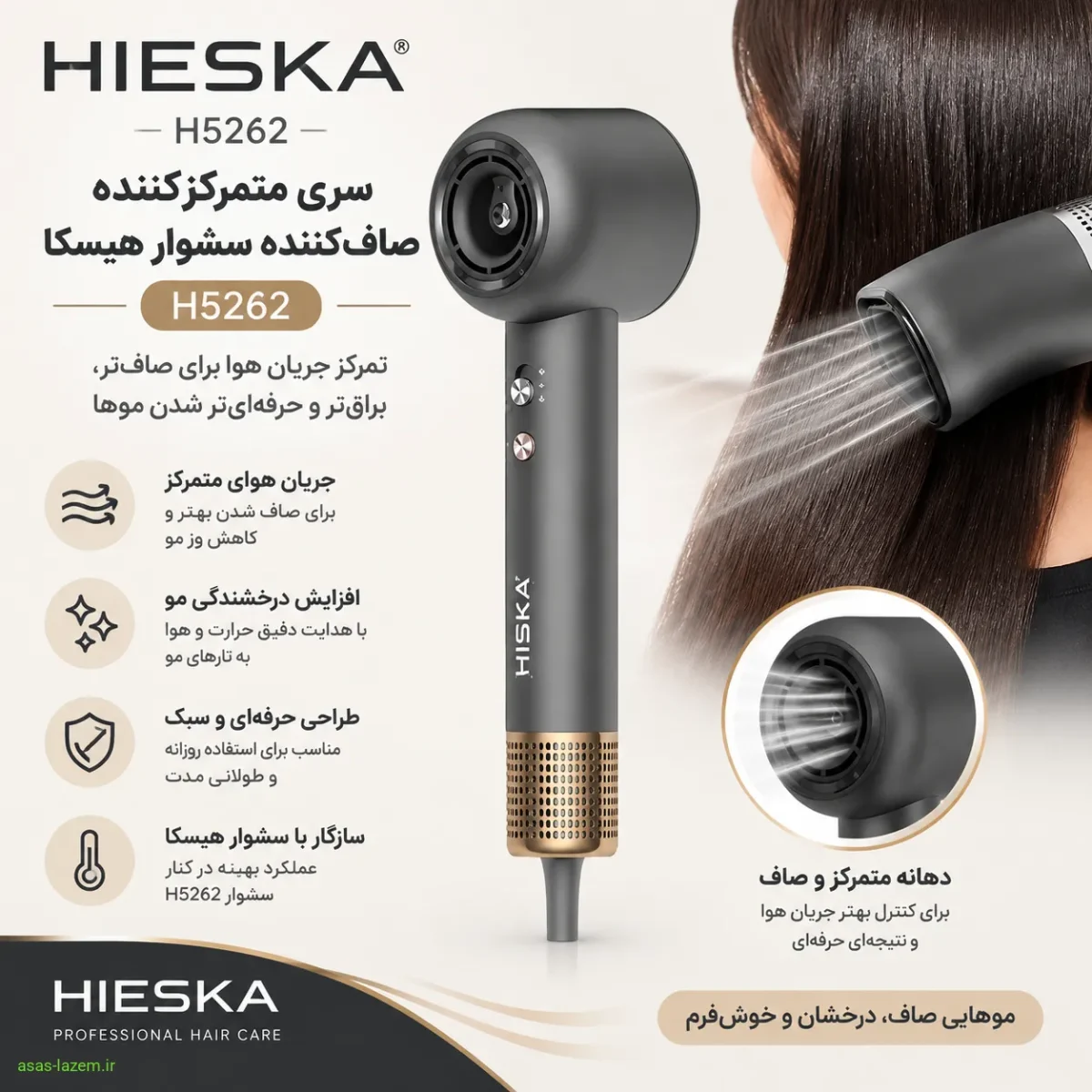 سری متمرکزکننده صاف‌کننده سشوار هیسکا H5262