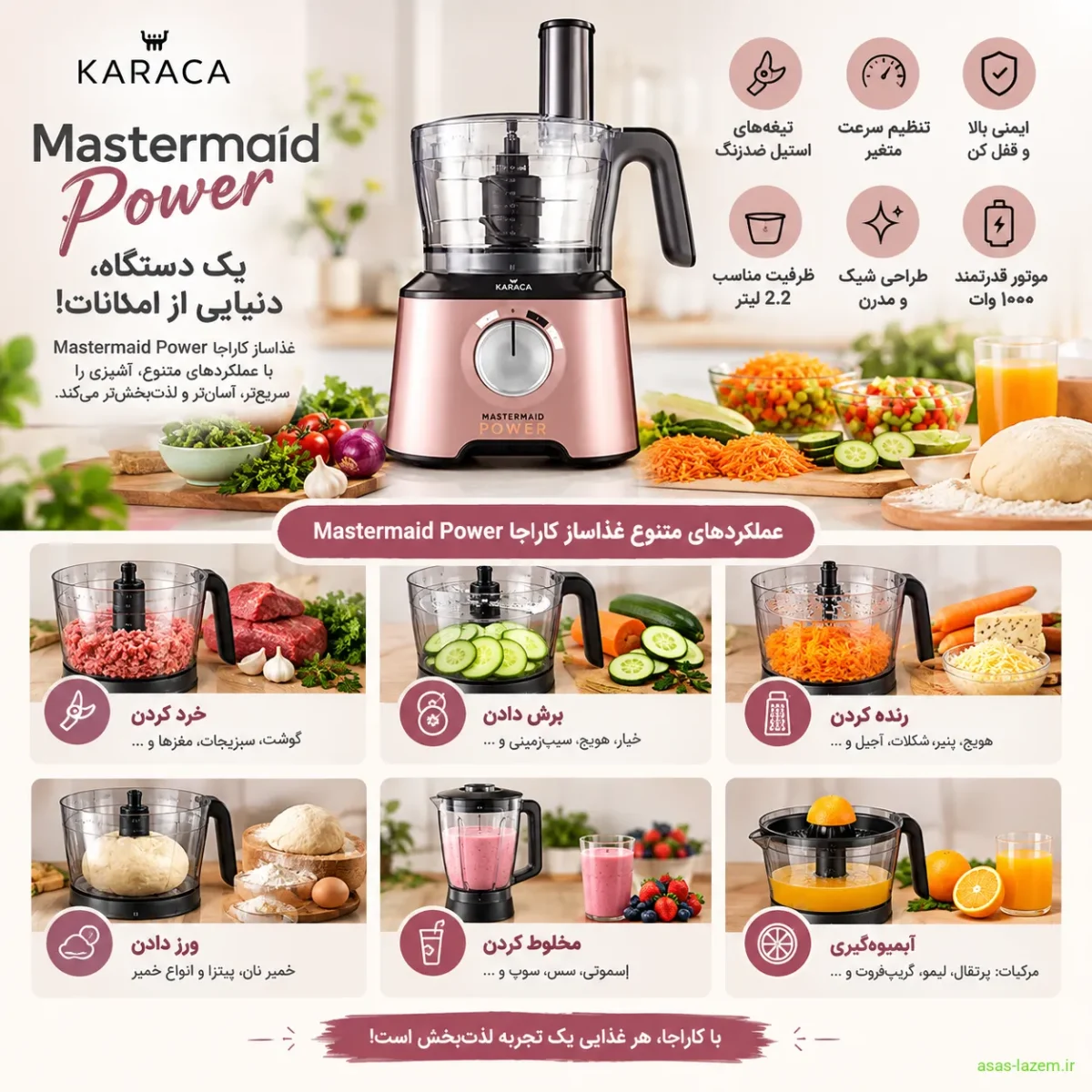 عملکردهای ده‌گانه غذاساز کاراجا Mastermaid Power