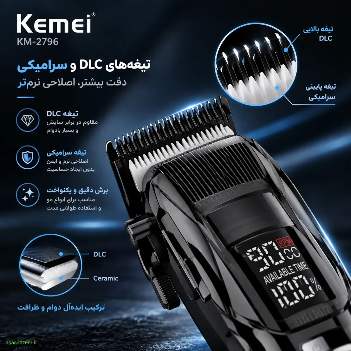 تیغه‌های DLC و سرامیکی ماشین اصلاح کیمی KM-2796