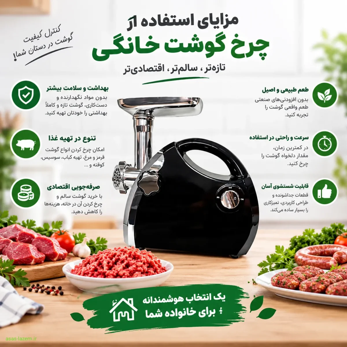 مزایای استفاده از چرخ گوشت خانگی