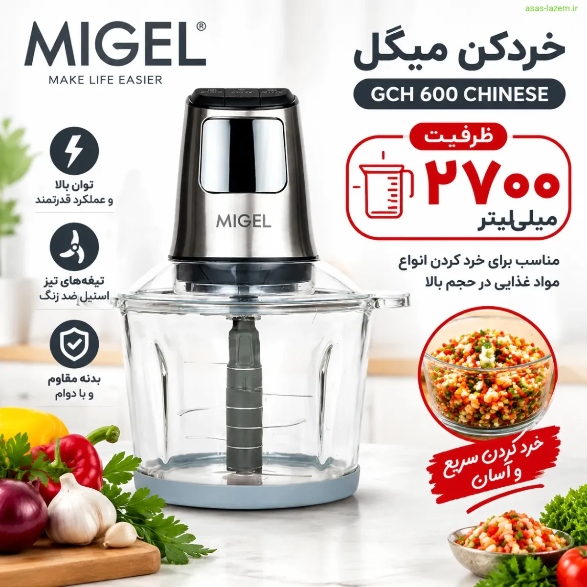 ظرفیت ۲۷۰۰ میلی‌لیتر خردکن میگل GCH 600 CHINESE