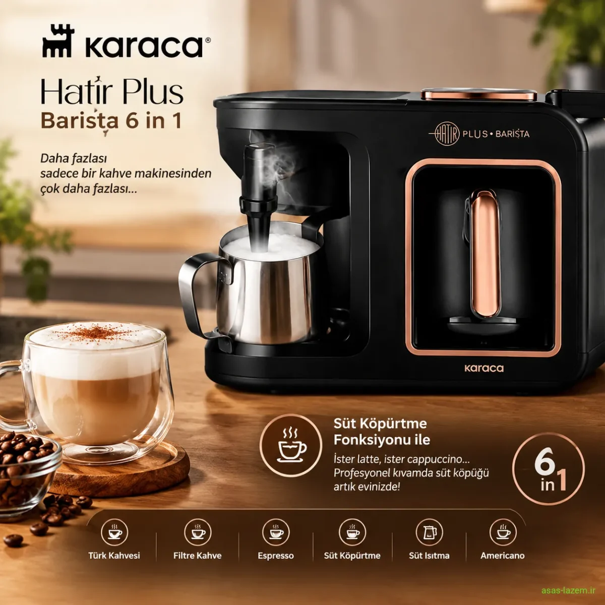 فوم گیری شیر با قهوه ساز کاراجا Hatır Plus Barista 6 in 1