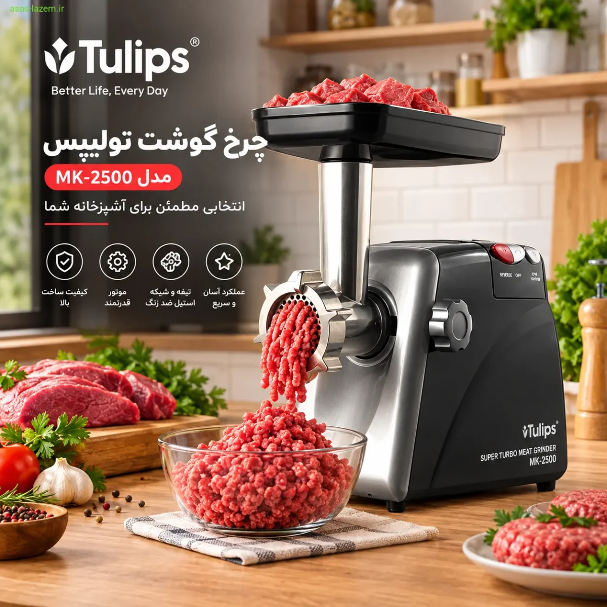 استفاده از چرخ گوشت تولیپس MK-2500 در آشپزخانه