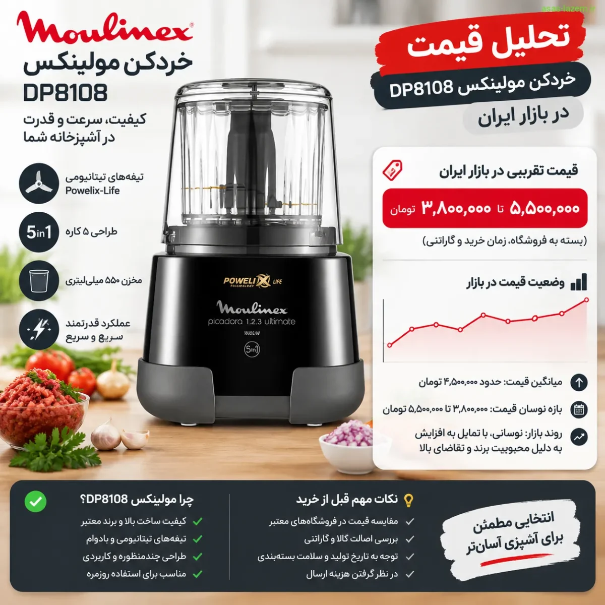 تحلیل قیمت خردکن مولینکس DP8108 در بازار ایران