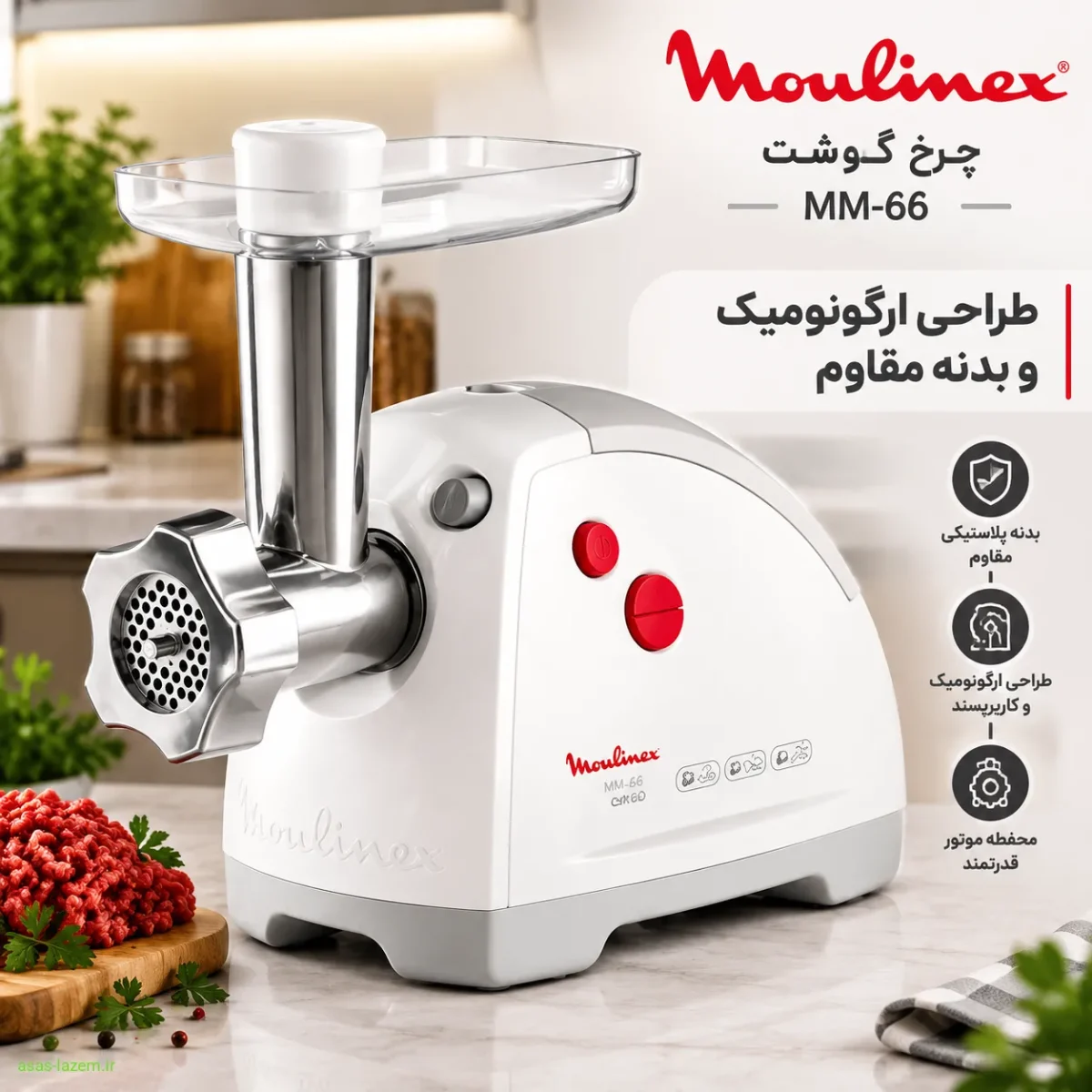 طراحی و بدنه چرخ گوشت مولینکس MM_66