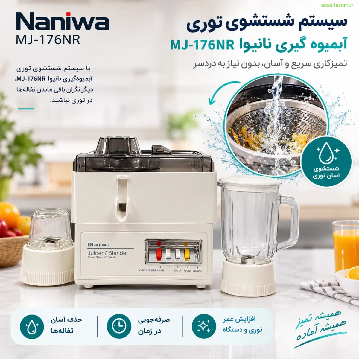 سیستم شستشوی توری آبمیوه گیری نانیوا MJ-176NR