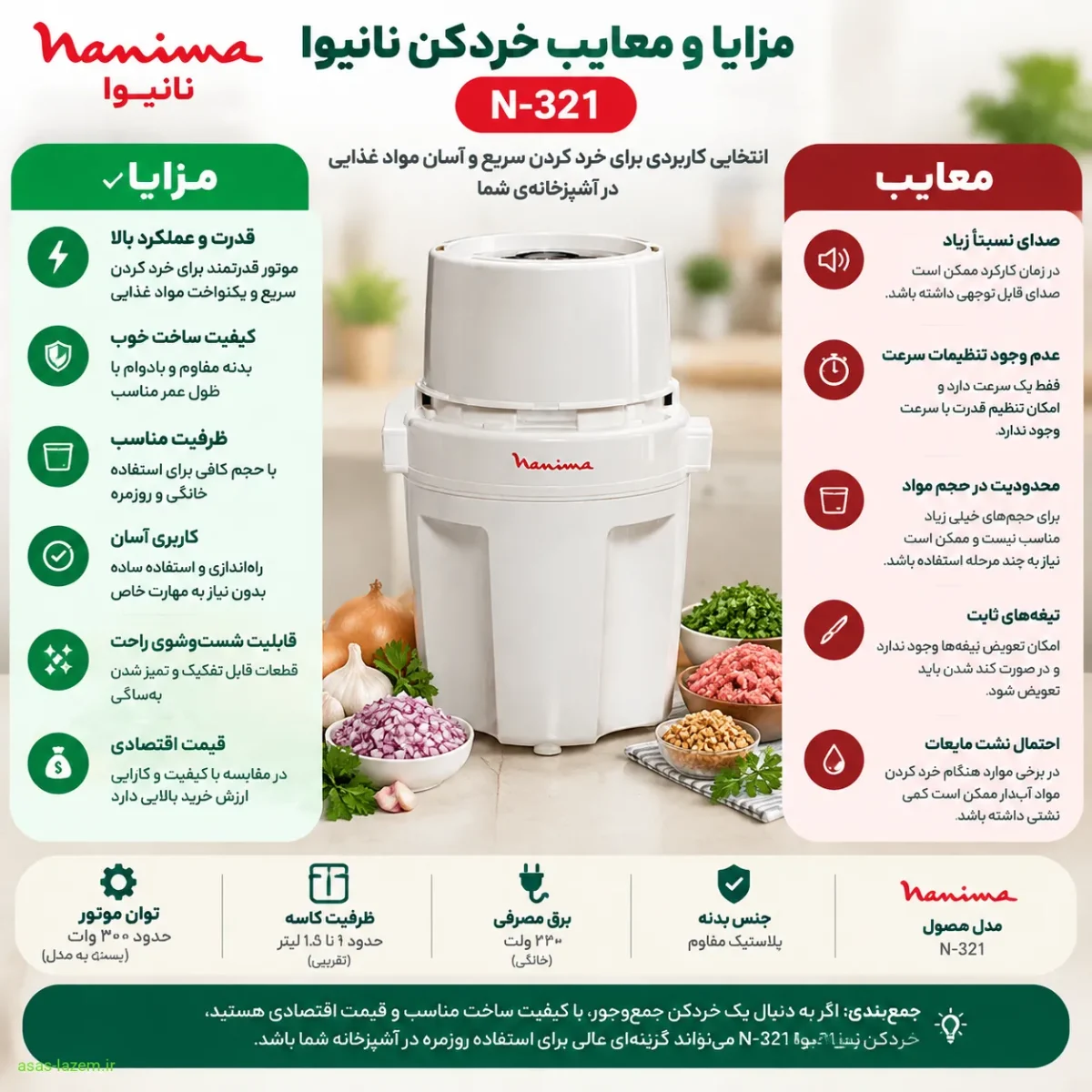 مزایا و معایب خردکن نانیوا N-321