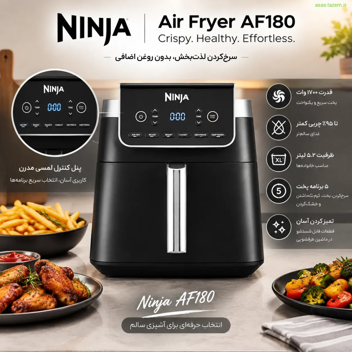 طراحی مدرن و پنل کنترلی هواپز نینجا AF180