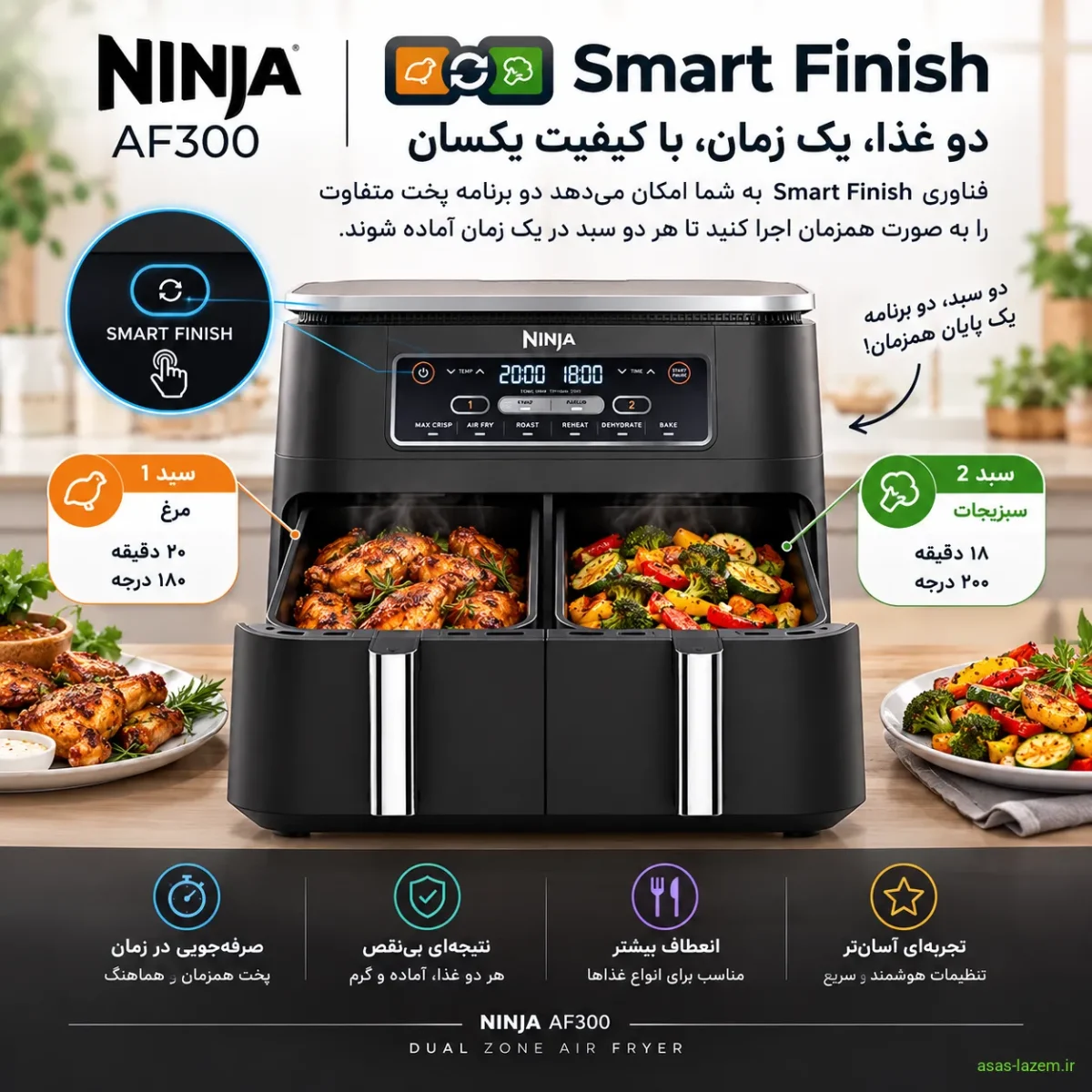 فناوری Smart Finish در سرخ کن نینجا AF300