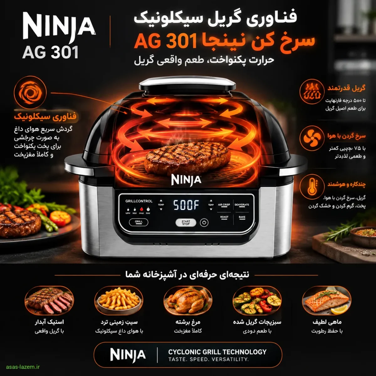 فناوری گریل سیکلونیک سرخ کن نینجا AG 301