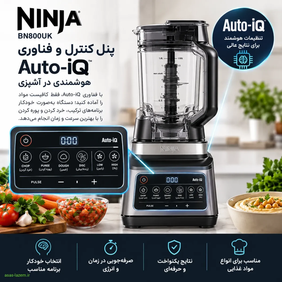 پنل کنترل و فناوری Auto-iQ غذاساز نینجا BN800UK