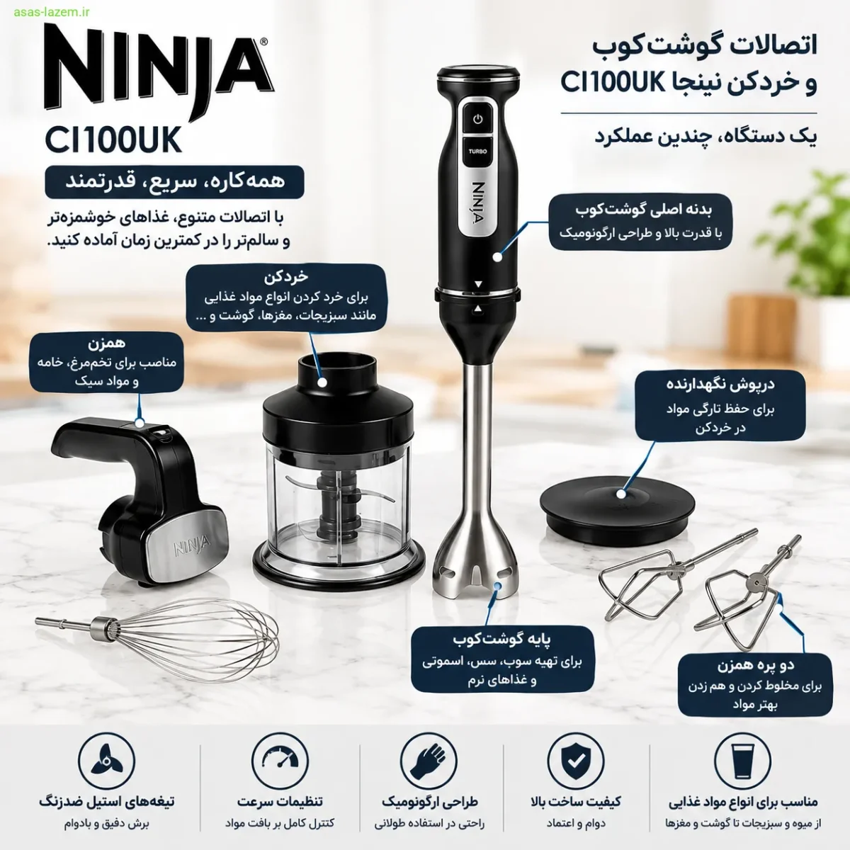 اتصالات گوشت کوب و خردکن نینجا CI100UK