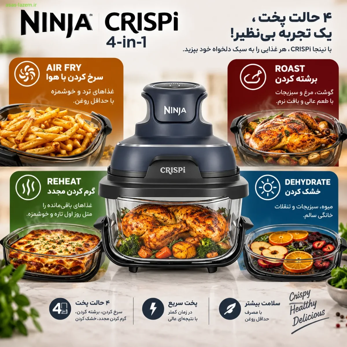 حالت‌های پخت هواپز نینجا CRISPi 4-in-1