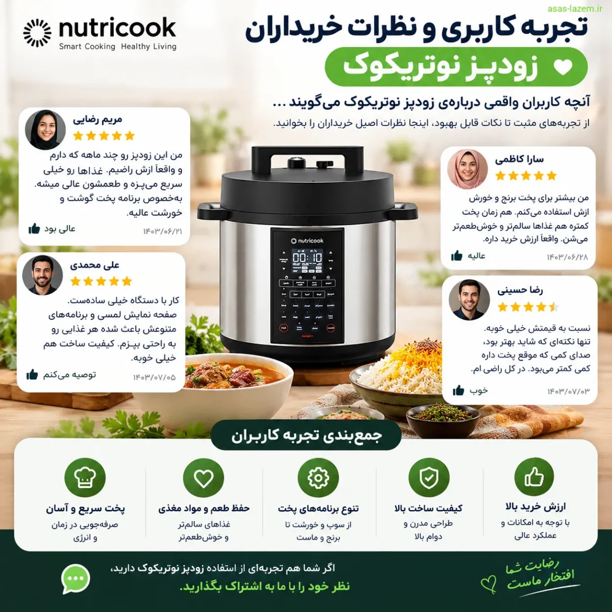 تجربه کاربری و نظرات خریداران زودپز نوتریکوک