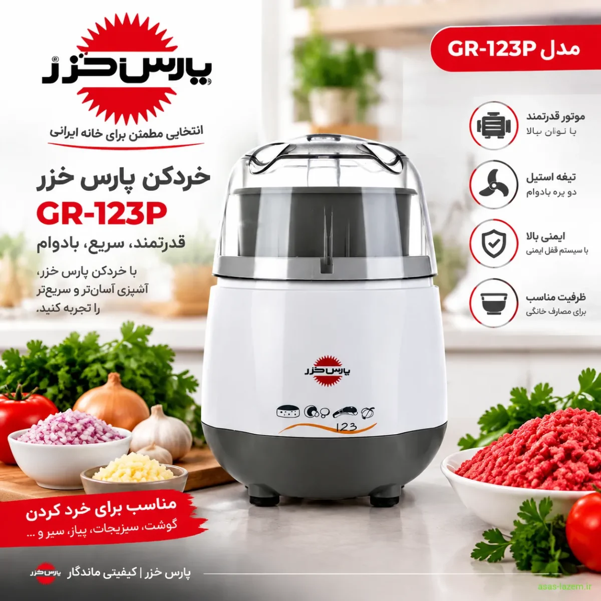 معرفی برند پارس خزر و خردکن GR-123P