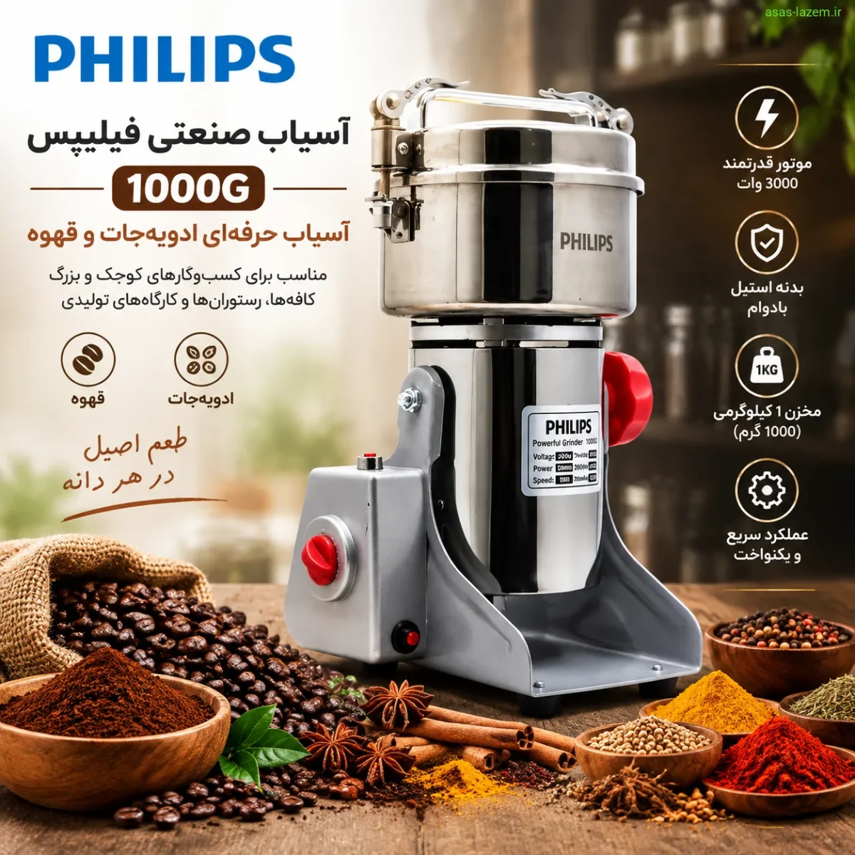 آسیاب کردن ادویه‌جات و قهوه با آسیاب صنعتی فیلیپس 1000G