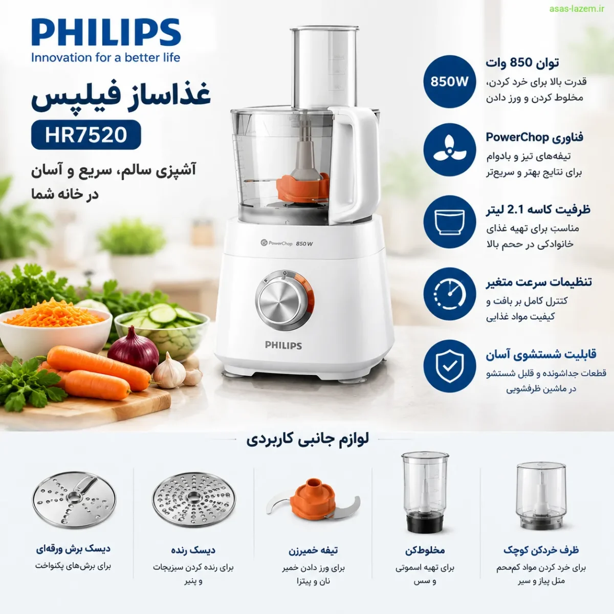 نمای کلی غذاساز فیلیپس HR7520