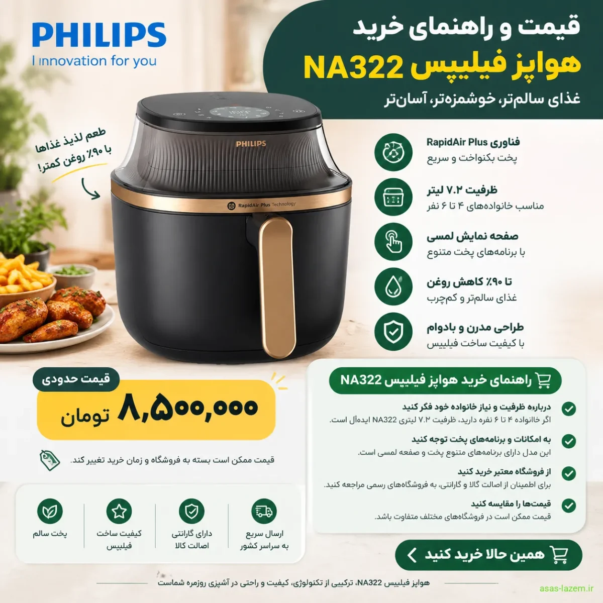 قیمت و راهنمای خرید هواپز فیلیپس NA322