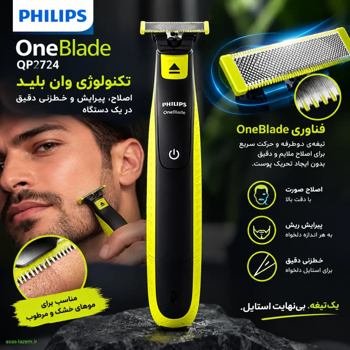 تکنولوژی وان بلید ماشین اصلاح فیلیپس QP2724