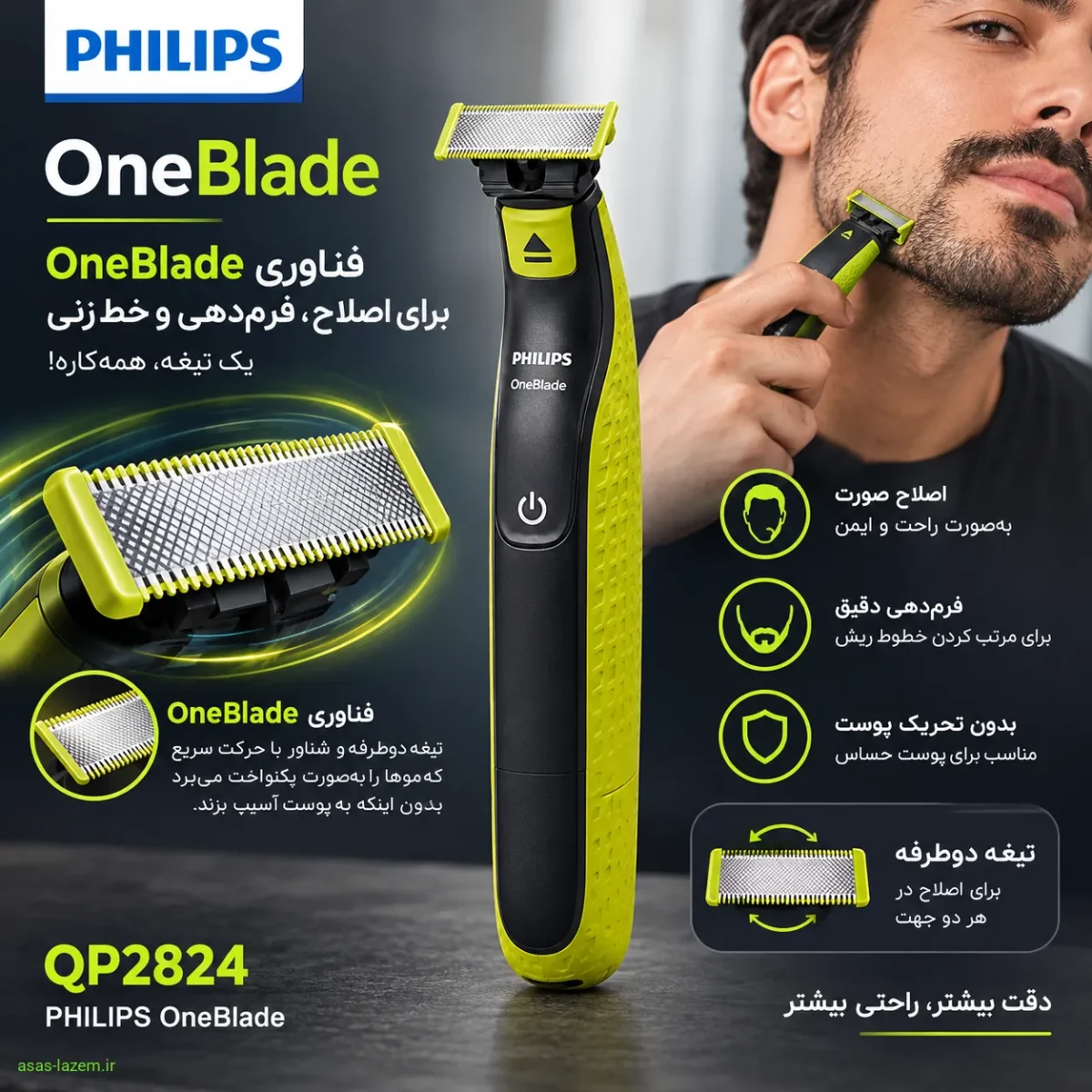 فناوری OneBlade در ماشین اصلاح فیلیپس QP2824