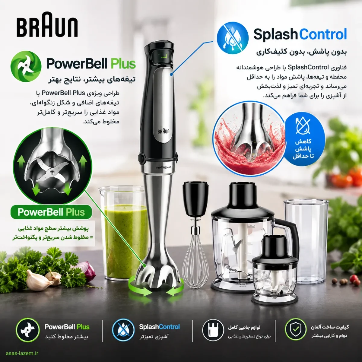 سیستم PowerBell Plus و SplashControl در گوشت کوب برقی براون