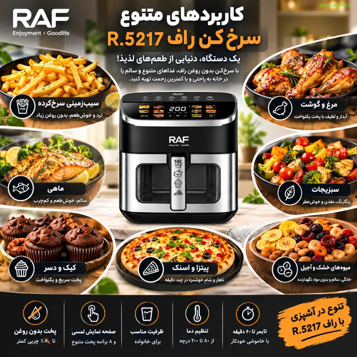 کاربردهای متنوع سرخ‌کن راف R.5217 در آشپزی