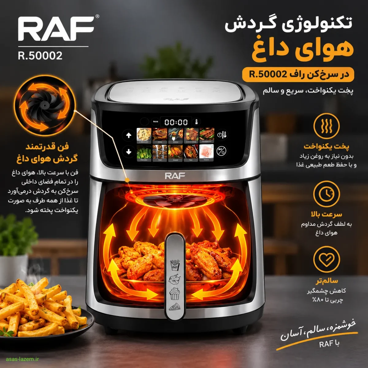 تکنولوژی گردش هوای داغ در سرخ‌کن راف R.50002