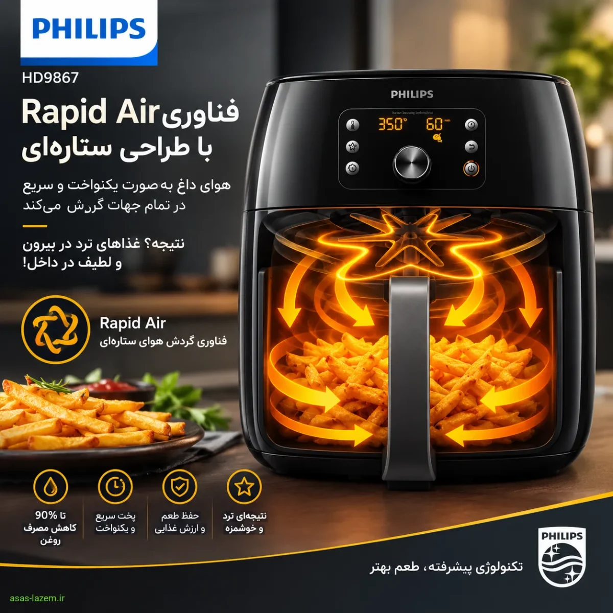 فناوری Rapid Air با طراحی ستاره‌ای در هواپز فیلیپس HD9867