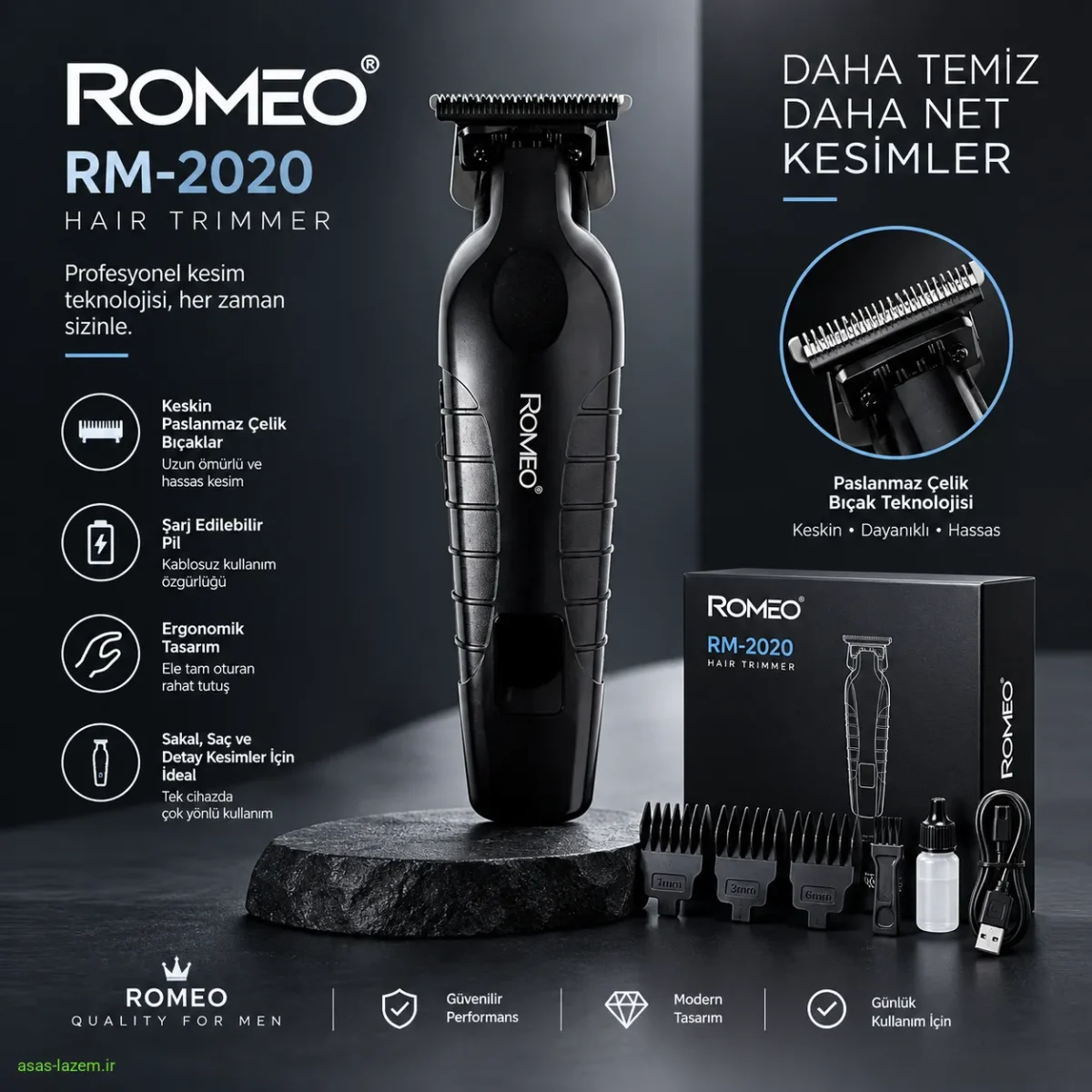 نمای کلی ماشین اصلاح رومئو RM-2020 با طراحی مدرن