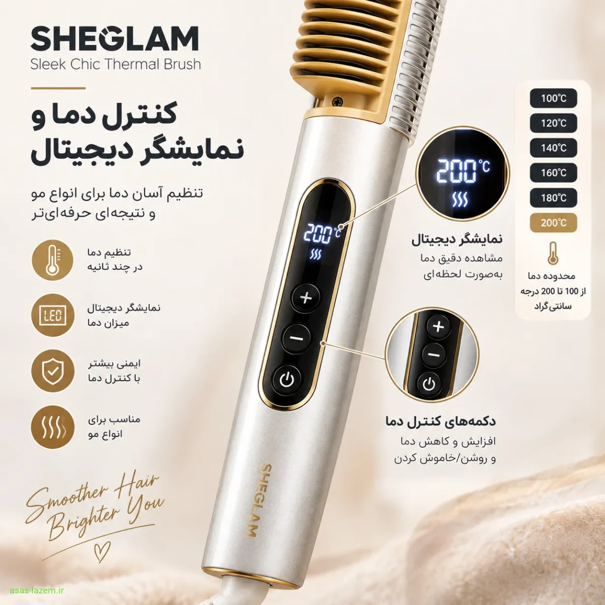 کنترل دما و نمایشگر دیجیتال برس حرارتی شیگلم
