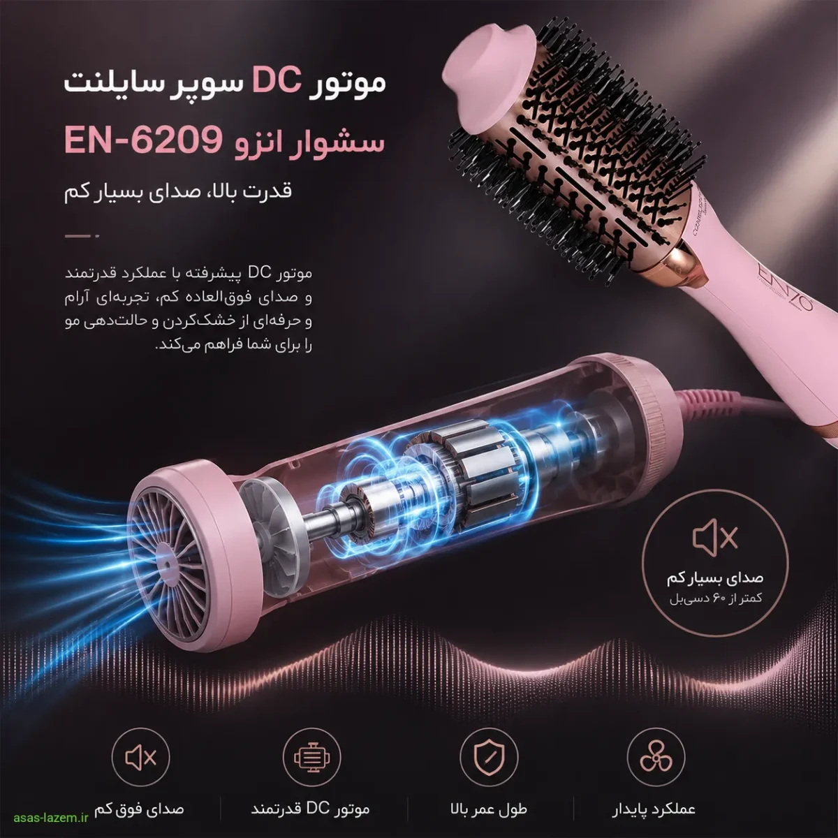 موتور DC سوپر سایلنت سشوار انزو EN-6209 با صدای بسیار کم