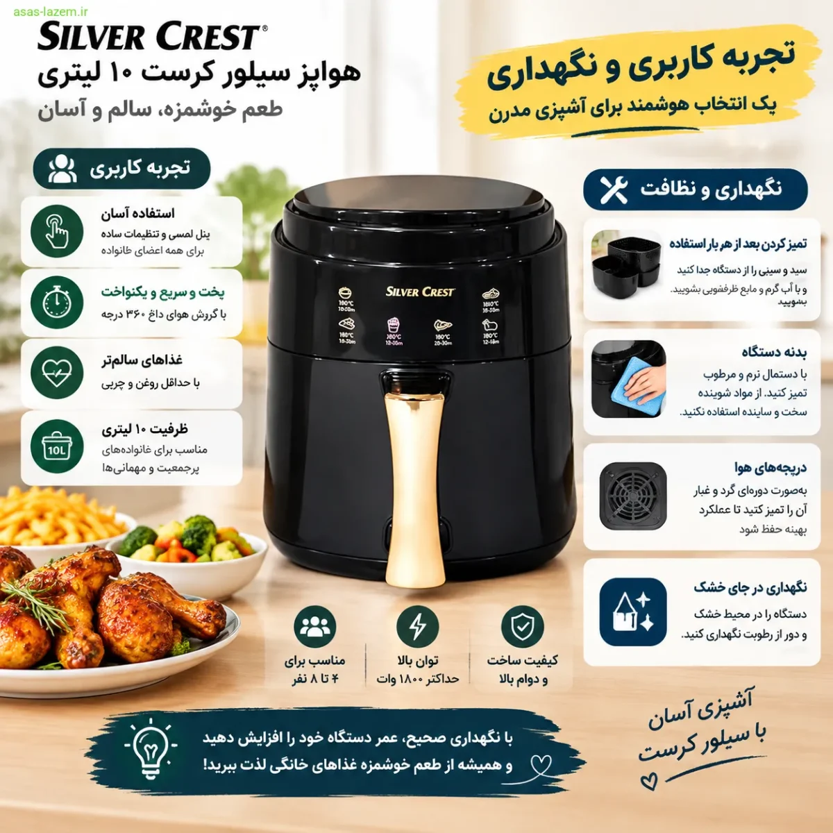 تجربه کاربری و نگهداری هواپز سیلور کرست 10 لیتری
