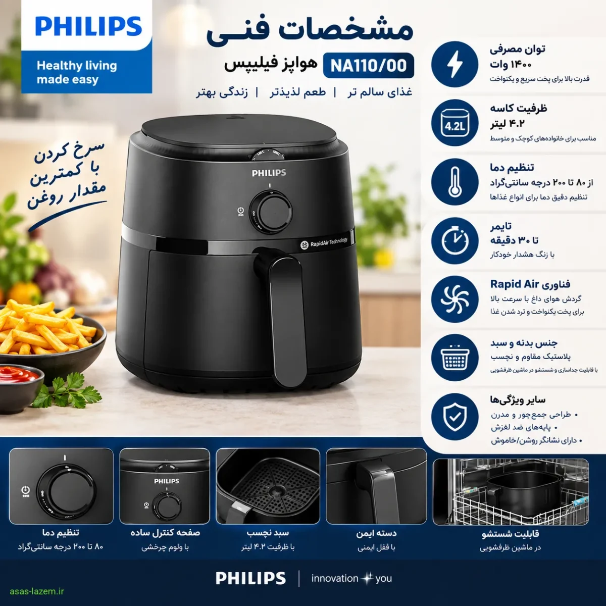 مشخصات فنی هواپز فیلیپس NA110/00
