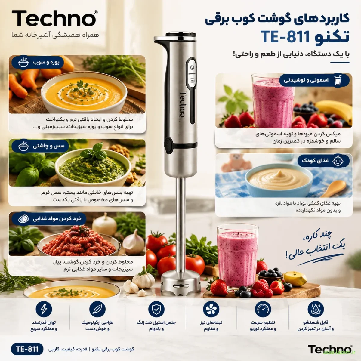 کاربردهای گوشت کوب برقی تکنو TE-811