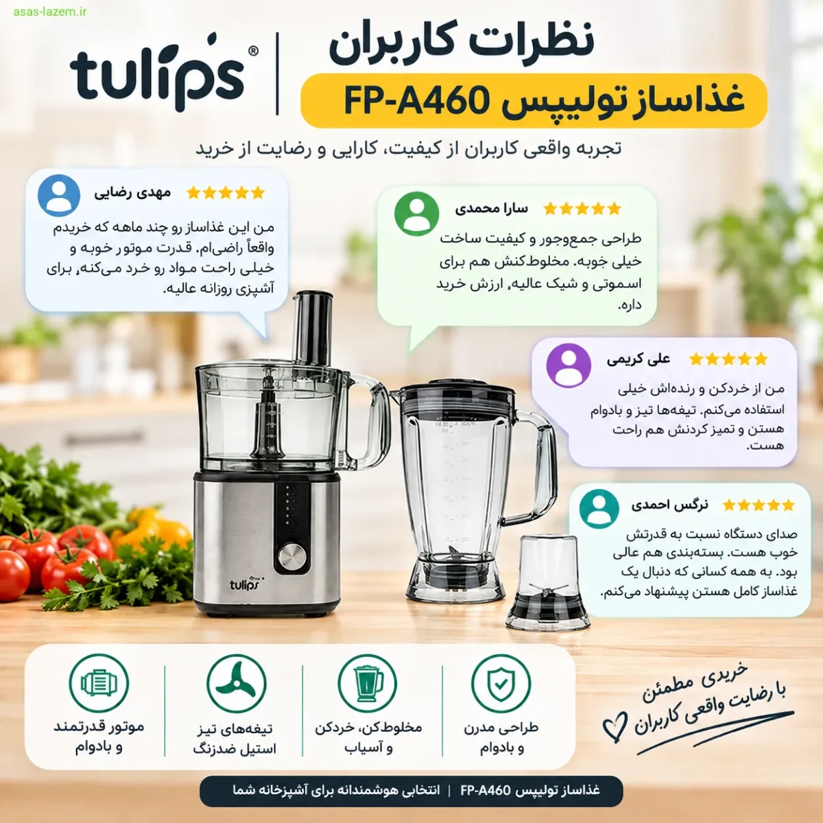 نظرات کاربران غذاساز تولیپس FP-A460