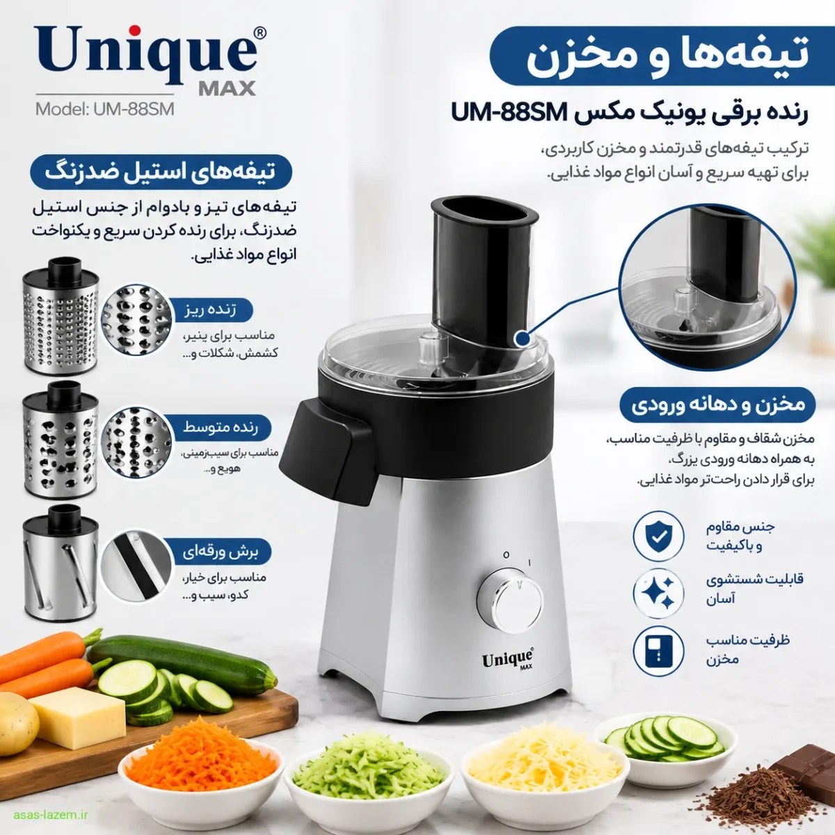 تیغه‌ها و مخزن رنده برقی یونیک مکس UM-88SM