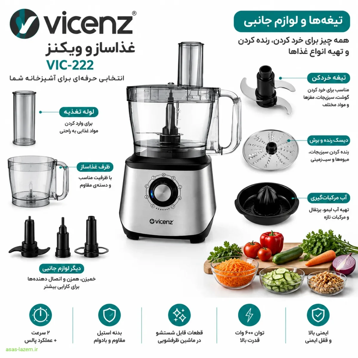 لوازم جانبی و تیغههای غذاساز ویکنز VIC-222