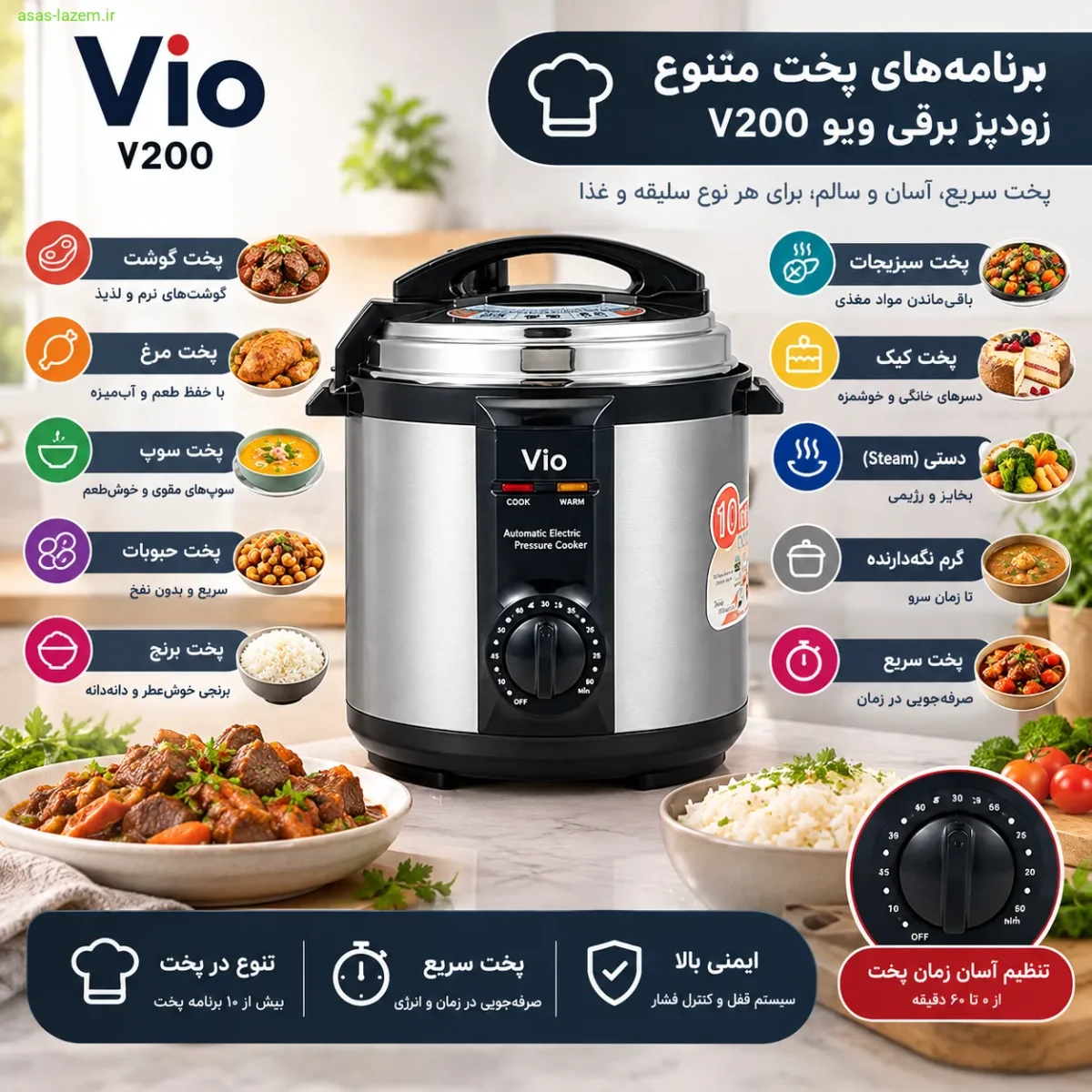برنامه‌های پخت زودپز برقی ویو V200