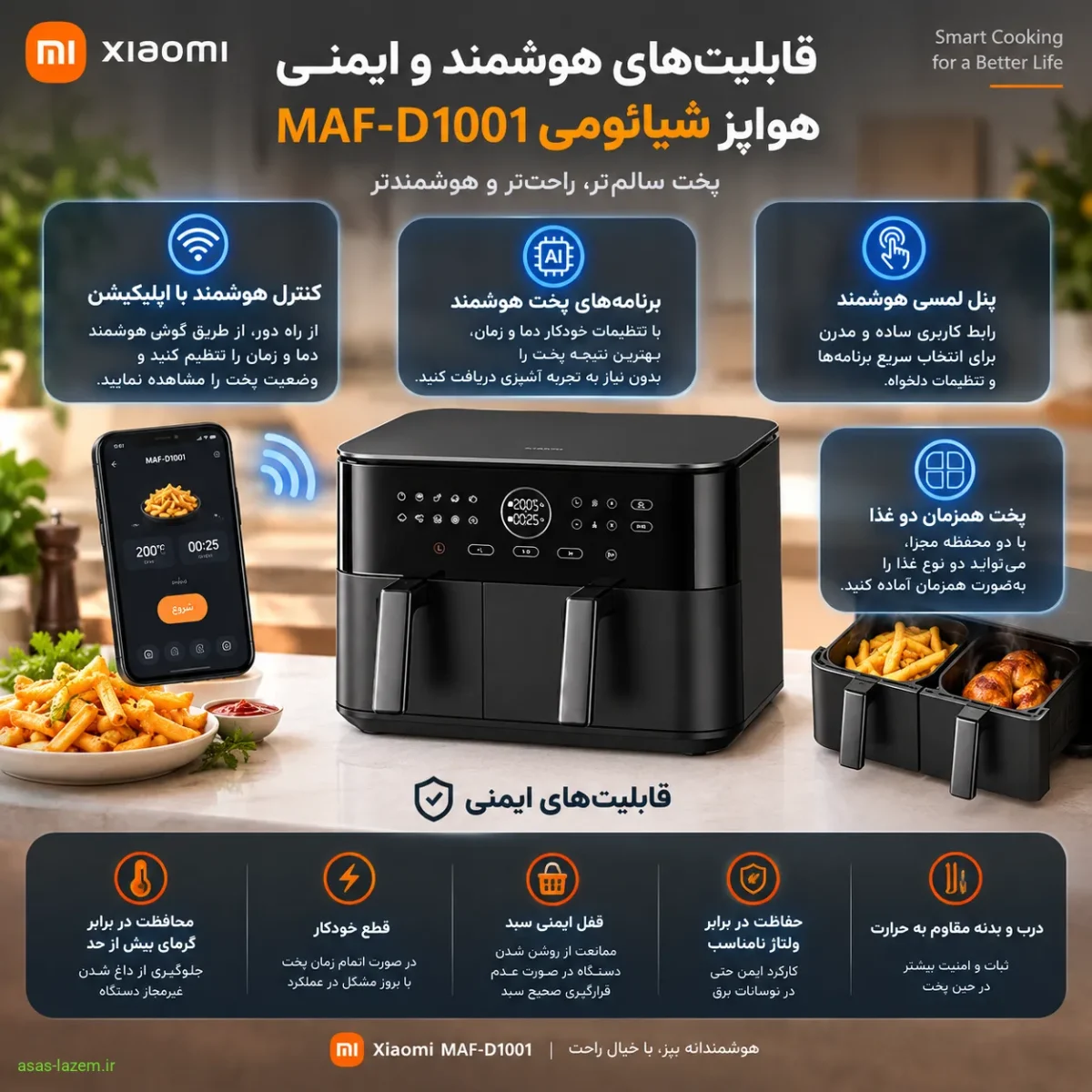 قابلیت‌های هوشمند و ایمنی هواپز شیائومی MAF-D1001