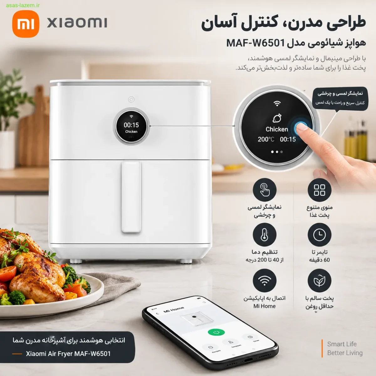طراحی و نمایشگر لمسی هواپز شیائومی MAF-W6501